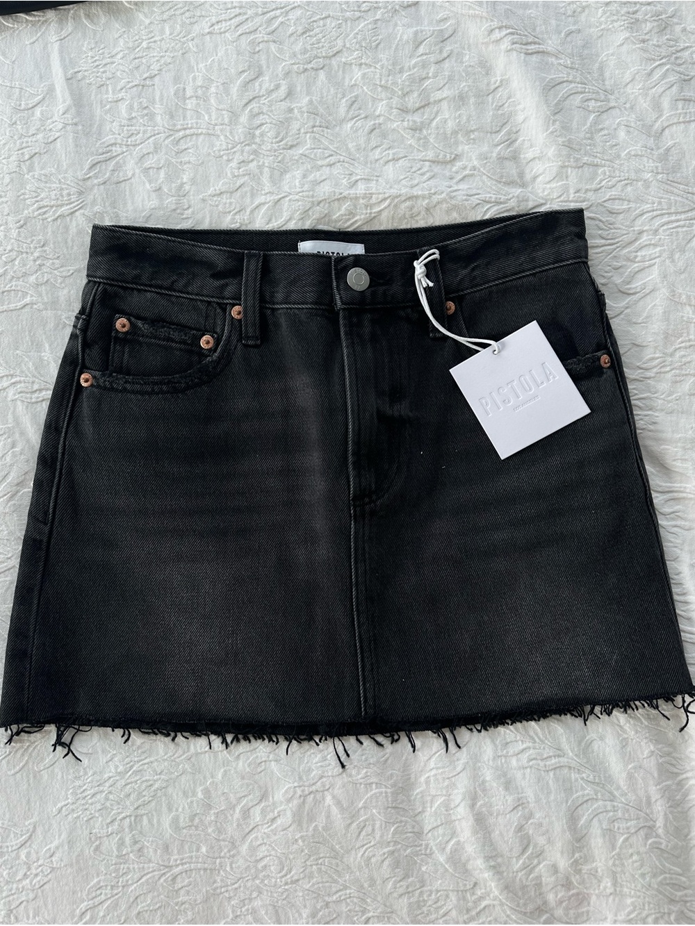Pistola Black Denim Daisy Mini Skirt